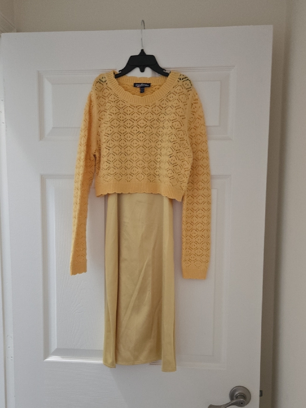 Freshman Yellow Knit Sweater with Maxi Skirt
